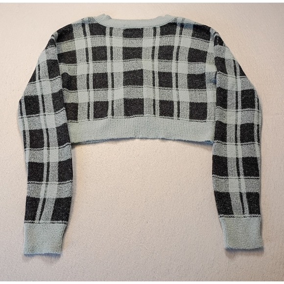 NWT Arizona Jean Company Cropped Flannel Cardigan 2 Piece Size Medium Blue/Black - Picture 3 of 11